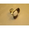 BAGUE EN VERRE DE MURANO NOIRE ET BLANCHE MONTURE METALLIQUE