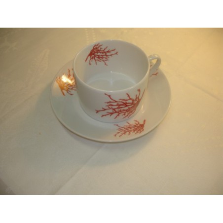 PAIRE TASSE A DEJEUNER(tasse et soucoupe) CORAIL