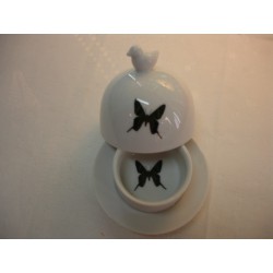 BEURRIER DECORE EN PORCELAINE