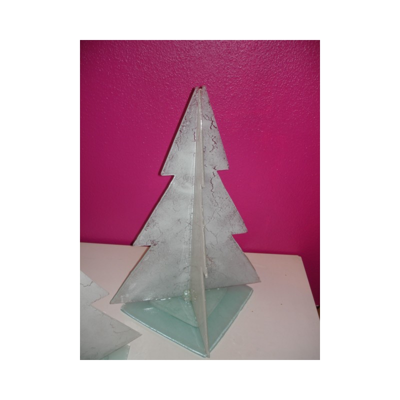 sapin en verre couleur blanche ht 69cm et 90cm