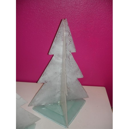 sapin en verre couleur blanche ht 69cm et 90cm