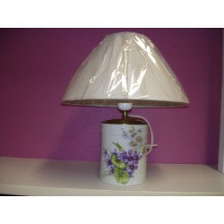 LAMPES EN PORCELAINE DECOREE  HT 32.5CM DIAM 11CM AVEC ABAT JOUR