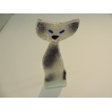 PETIT CHAT EN VERRE YEUX BLEUX  HT 18CM LARG 6CM