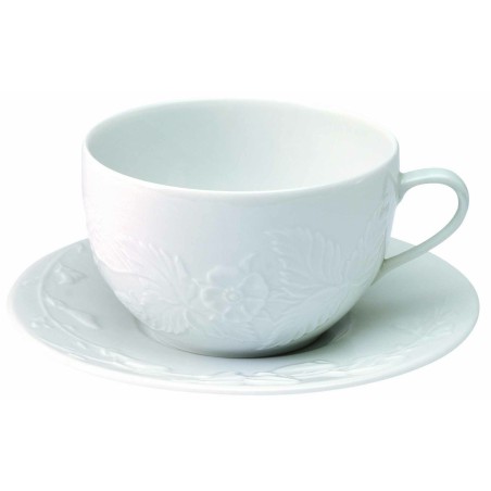 PAIRE TASSE A DEJEUNER 40CL TASSE ET SOUCOUPE PROMENADE MOTIF FRAISES DES BOIS