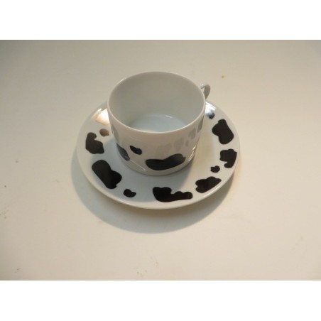 PAIRE TASSE DEJEUNER (TASSE ET SOUCOUPE)MOTIF TACHES DE VACHES