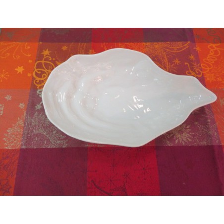 PLAT DE SERVICE EN PORCELAINE FORME HUITRE 29X17X6CM